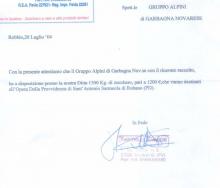  Clicca per vedere la lettera di ringraziamento per la donazione